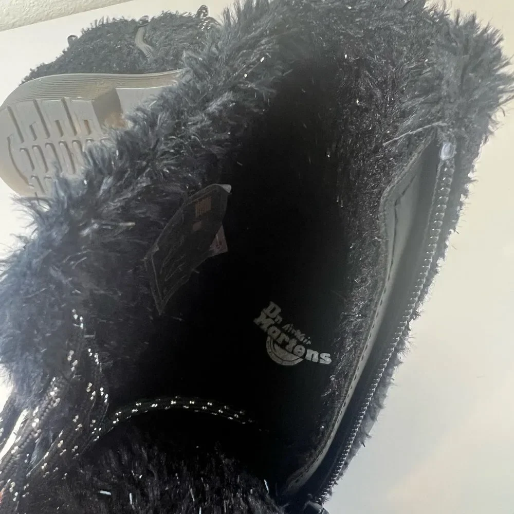 Dr Martens 1460 Pascal J Black Tinsel Fur Boots size4 new